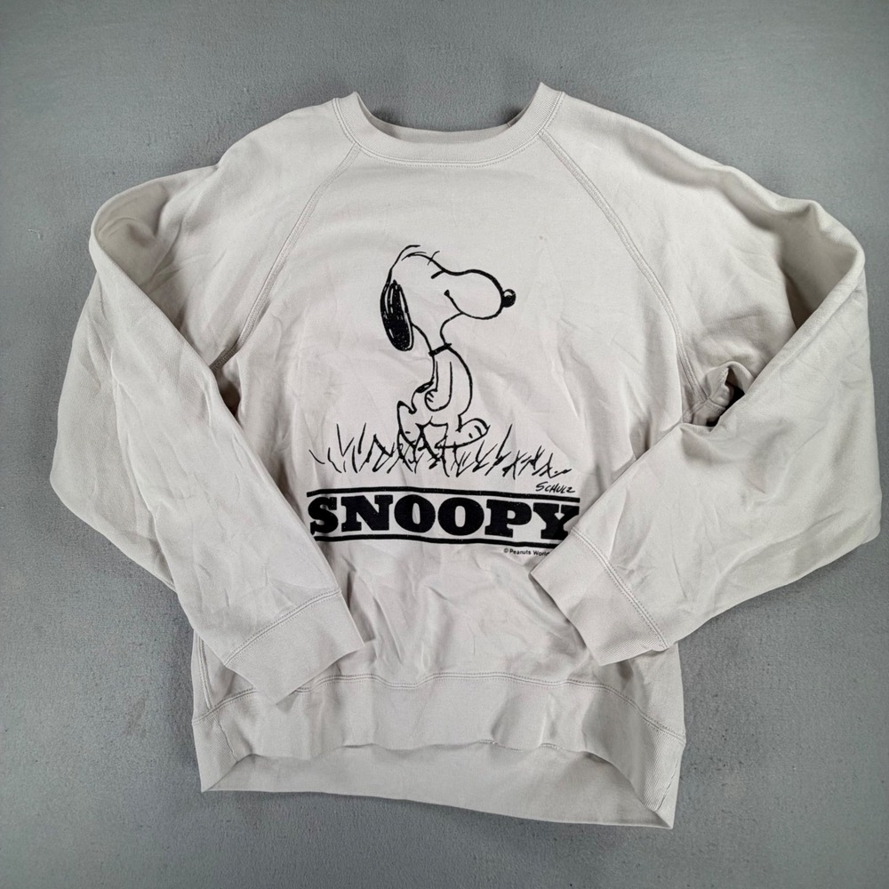 Uniqlo UT Peanuts Men's Medium Snoopy Graphic Crewneck Sweatshirt Off White NWT